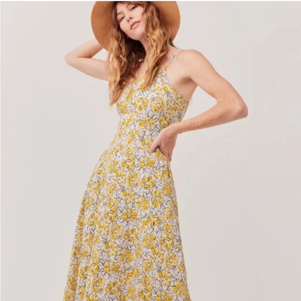 Floral Yellow and White Dress